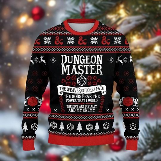 Dungeon Master Ugly Christmas Sweater, DnD Holiday Sweater for Men & Women, Christmas Family Gift