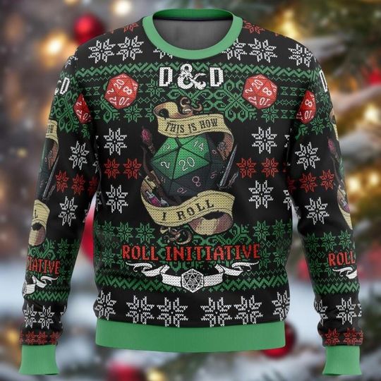 Discover DnD Roll Initiative Ugly Christmas Sweater, Dungeons & Dragons Holiday Sweater for Men & Women