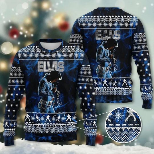 Discover Elvis King Holiday Sweater, Elvis Presley Christmas Sweater, Rock And Roll Music Xmas Sweater
