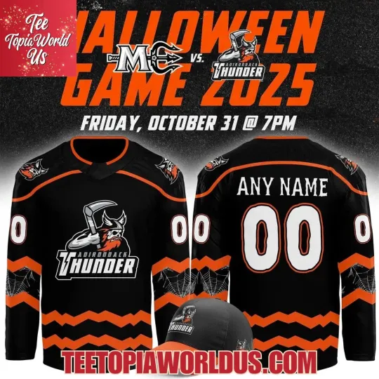 Discover Personalized Adirondack Thunder Happy Halloween Hockey Shirt Men's Fan Gear 2025