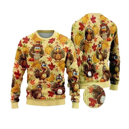 Discover Turkey Maple Ugly Christmas Sweater, Fall Holiday Knit Pullover