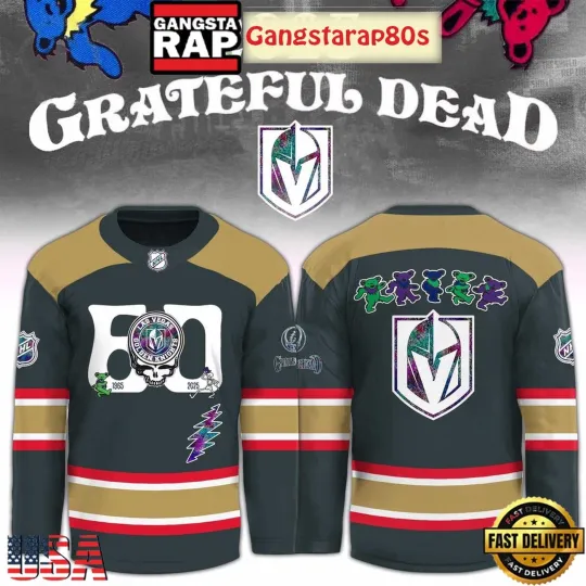 Personalized Vegas Golden Knights x Grateful Dead 60 Years Hockey Shirt Men's