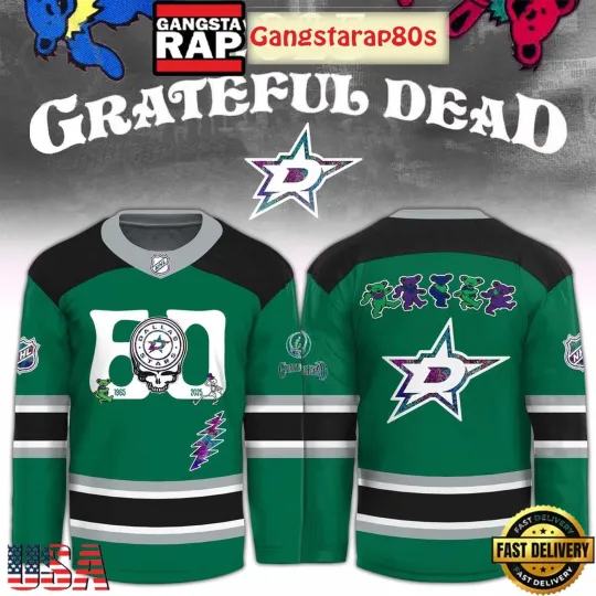 Personalized Dallas Stars x Grateful Dead 60 Years Special Edition Hockey Shirt