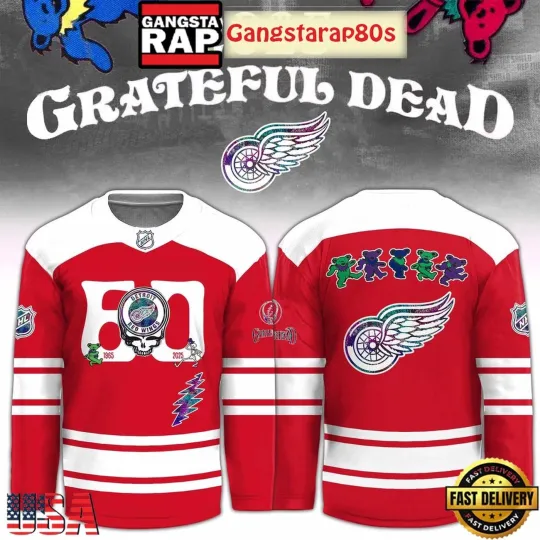 Personalized Detroit Red Wings x Grateful Dead 60 Years Hockey Shirt Fan Gear