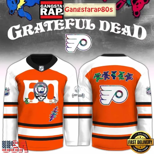 Personalized Philadelphia Flyers x Grateful Dead 60 Years Hockey Shirt Fan Gear