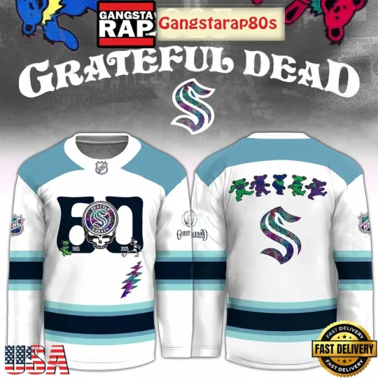 Personalized Seattle Kraken x Grateful Dead 60 Years Hockey Shirt Men's Fan Gear
