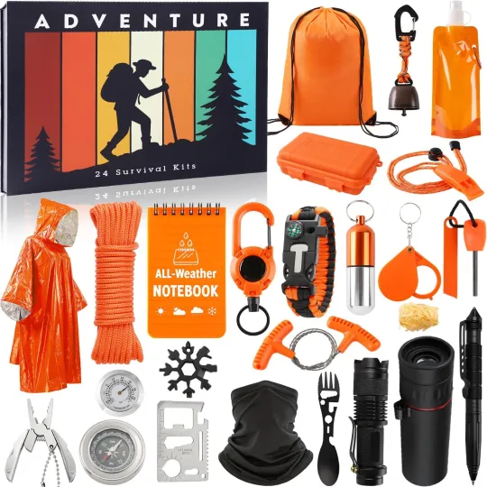 Discover Survival Kit Advent Calendar 2025, 24 Days Outdoor Gear Gift Box for Men