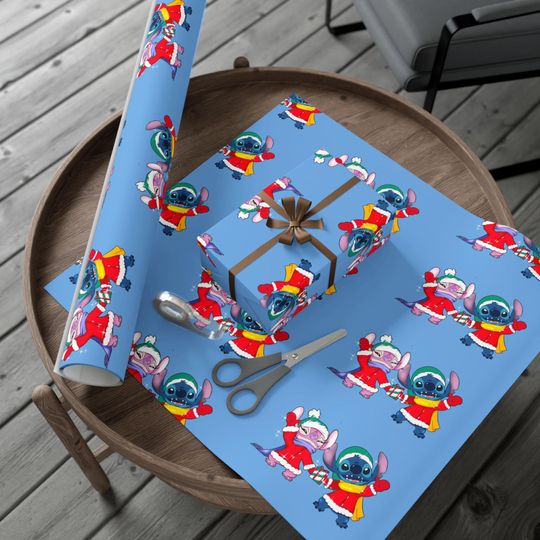 Discover Stitch Inspired Festive Gift Wrap Papers, Holiday Wrapping Paper, Cute Gift Wrap, Christmas Gift Wrap, Party Supplies, Eco-Friendly Wrap