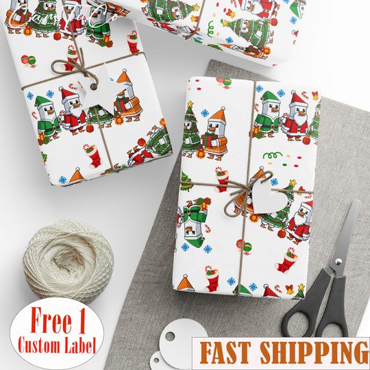 Discover Sil.ly Goose Lego Wrapping Paper, Funny Christmas Gift Wrap, Cute Goose Gamer Gift Wrap, Playful Lego Xmas Paper For Kids, Festive Decor