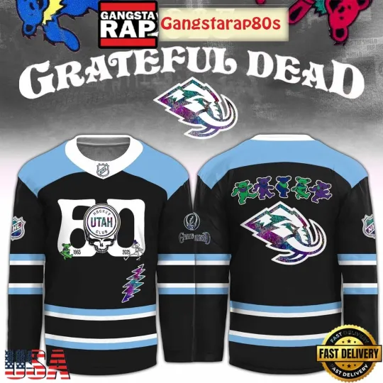Discover Personalized Ut.ah Mammoth x Grateful Dead 60 Years Hockey Shirt Men's Fan Gear