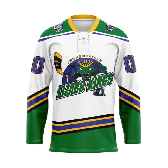 Discover Personalized Jacksonville Lizard Kings White Lace Hockey Shirt Men's Fan Gear