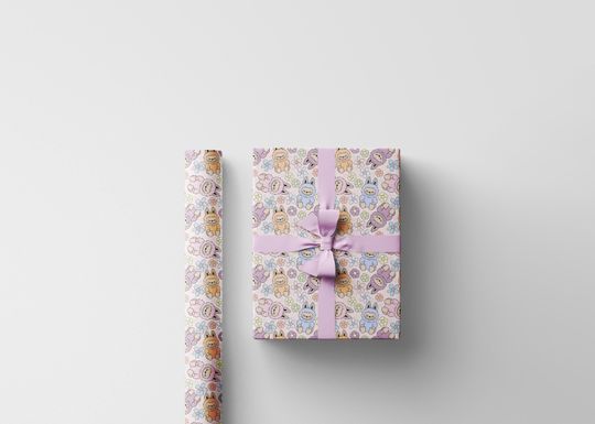 Discover Cute Monsters Wrapping Paper Birthday Gift Wrap Kawaii party wrap Cartoon Creature Kids Teens Birthday party custom Gifts wrapping paper