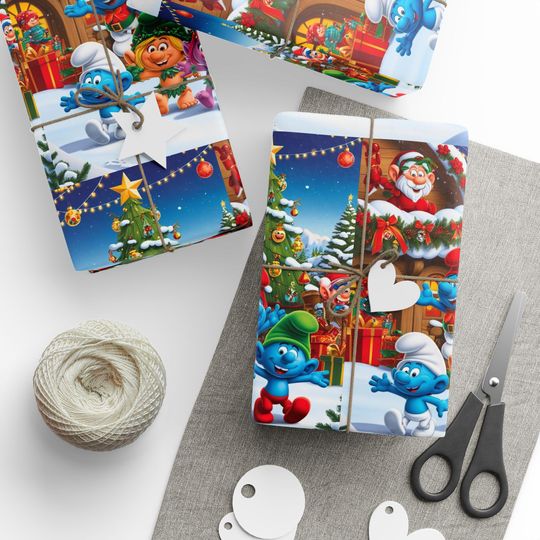 Christmas Smurf Kids Wrapping Paper: Festive Holiday Packaging