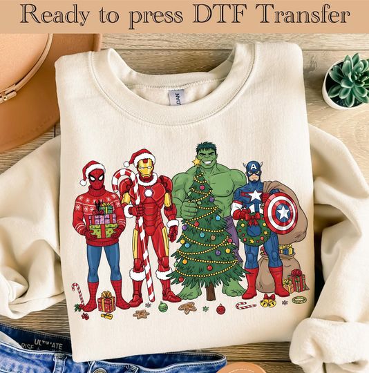Discover Disney Superhero Christmas Sweatshirt, Avengers Christmas Ready-to-Press Transfer