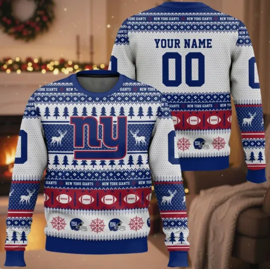 Discover Personalized Giants Football 2025 Ugly Christmas Sweater