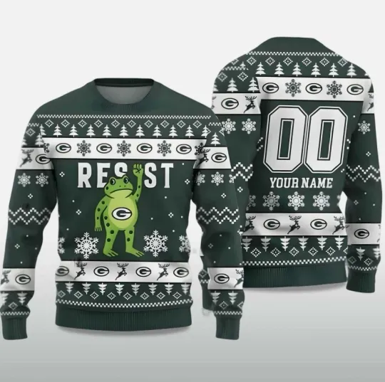 Discover 2025 Personalized Frog Resist Ugly Christmas Sweater