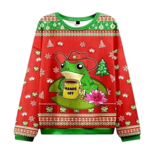 Discover Cowboy Frog Hands Off Coffee Ugly Christmas Sweater  Funny Amphibian Holiday