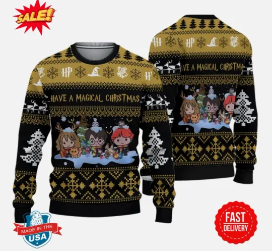 Discover Christmas Harry Ugly Sweater, Hp Gryffindor Sweater, Harry Potter Xmas