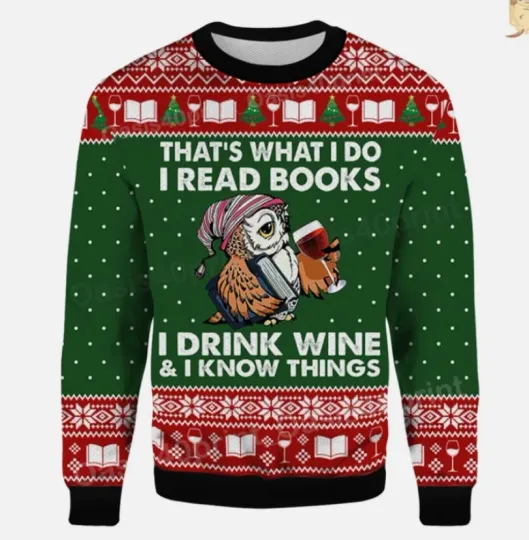 Funny Owl That's What I Do I Read Books Ugly Sweater Book Lovers Ugly Sweater