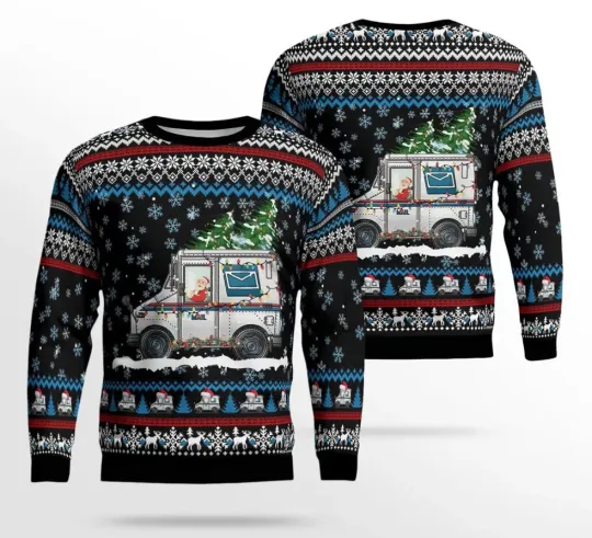 Discover Postal Worker Ugly Christmas Sweater, Funny Mail Carrier Holiday Jumper