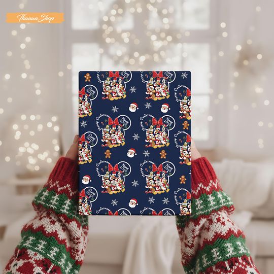 Discover Mickey and Friends Christmas Wrapping Paper: Navy Disney Holiday Gift Wrap