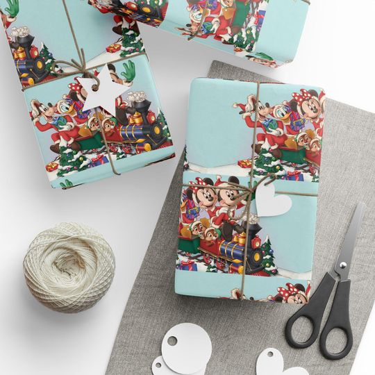 Discover Christmas Mickey and Friends Wrapping Paper - Holiday Gift Wrap, Disney Paper Roll, Xmas Present Wrap, Festive Cartoon Character Packaging,