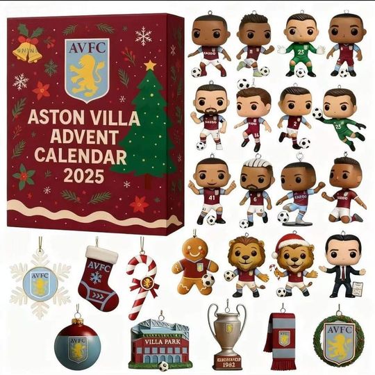 Discover Aston Villa Advent Calendar Countdown Box 2D Acrylic Mini Figures Surprise Box