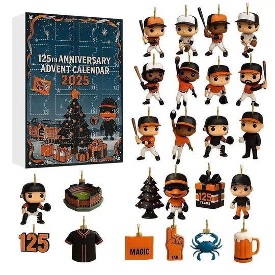 Baltimore Orioles 125th Anniversary Advent Calendar Christmas Countdown Calendars, Christmas Gift