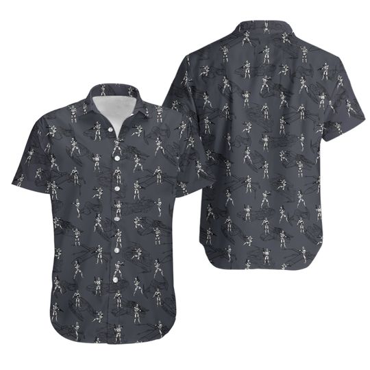 Disney Star Wars Stormtrooper Actions Galaxy's Edge Aloha Black Hawaiian Shirt