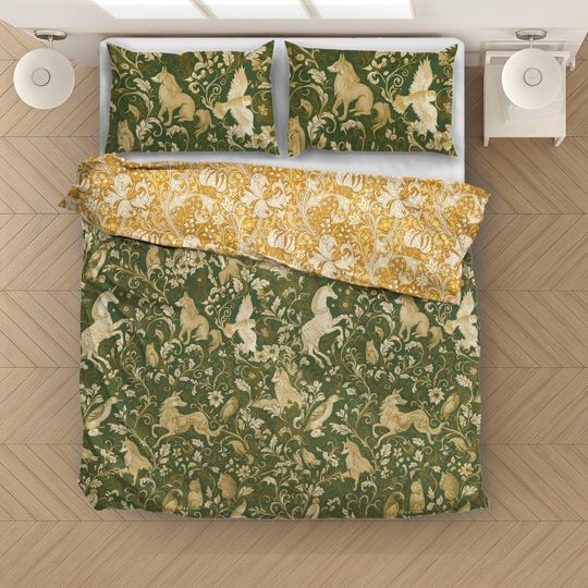 Woodland Animals Bedding Green Botanical Foliage 100% Cotton Duvet Cover Set