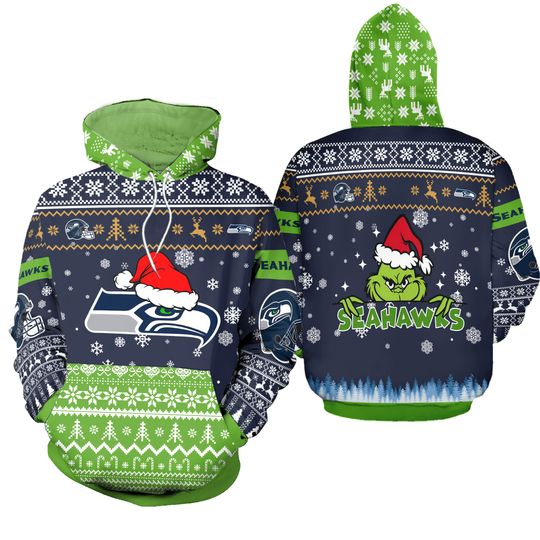 football Seattle Seahawk Grinchs Christmas 2025 Hoodie 3D