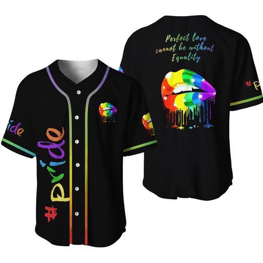 LGBT Pride Rainbow Lips Baseball Jersey Shirt 3D Printed Equality Love Design
