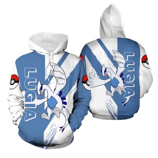 Lugia Hoodie Shirt - Kawaii Anime Pullover - Legendary Flying Dragon Hoodie- Unisex Graphic Hoodie