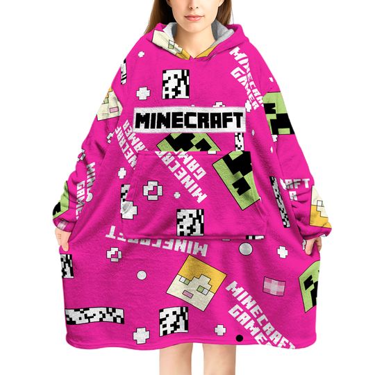 Minecraft Hoodie for Girls, Fleece Oversized Hoodie Blanket, Minecraft GirlGifts
