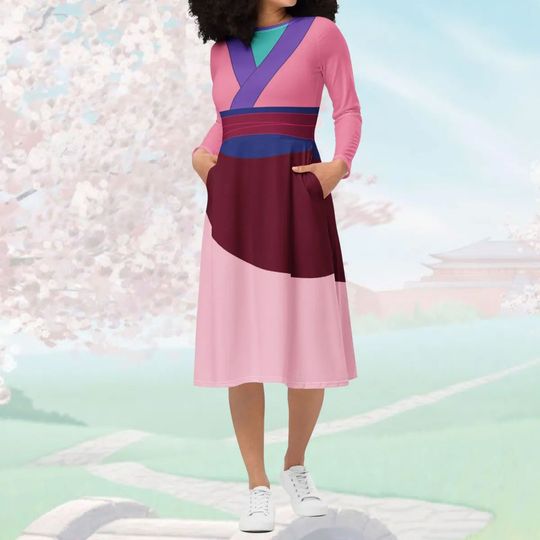 Mulan Long Sleeve Dress - Halloween Dress - Cosplay Costume