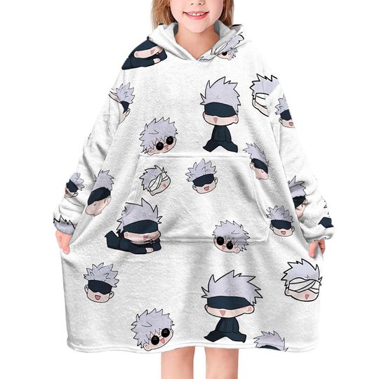 Anime Blanket Hoodie  Sherpa Satoru Gojo Jujutsu Satoru