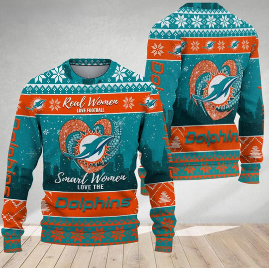 Miami Dolphins Real Women Love Football Ugly Christmas Sweater