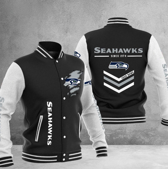Seattle Seahawks Football Team Personalized Varsity Baseball Jacket