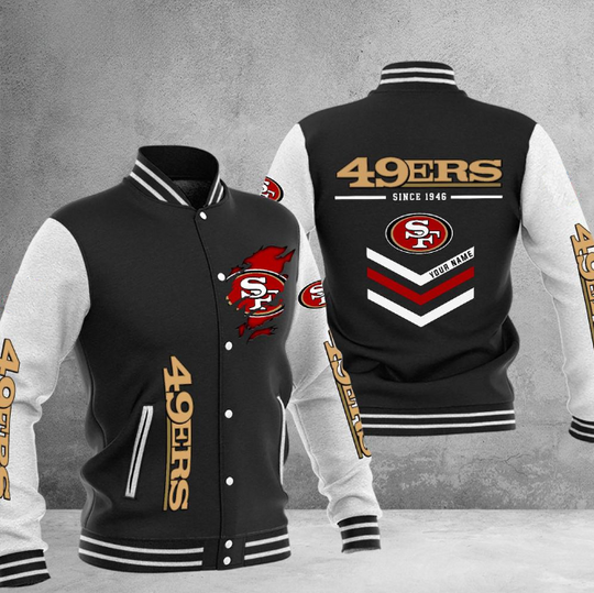 San Francisco 49ers Football Team Personalized Varsity Baseball Jacket