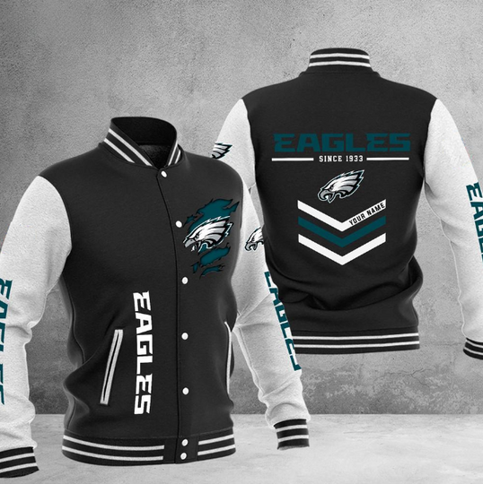 Philadelphia Eagles Football Team Personalized Varsity Baseball Jacket