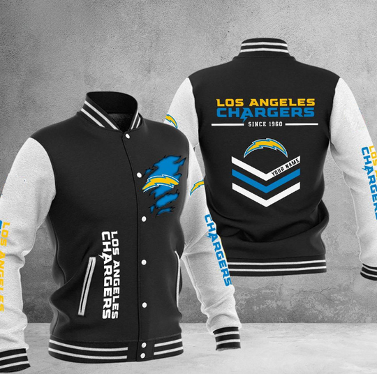 Los Angeles Chargers Football Team Personalized Varsity Baseball Jacket
