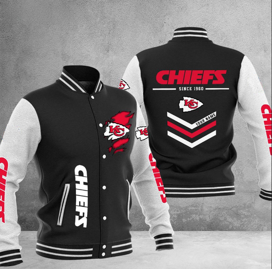 Kansas City Chiefs Football Team Personalized Varsity Baseball Jacket