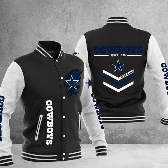 Dallas Cowboys Football Team Personalized Varsity Baseball Jacket