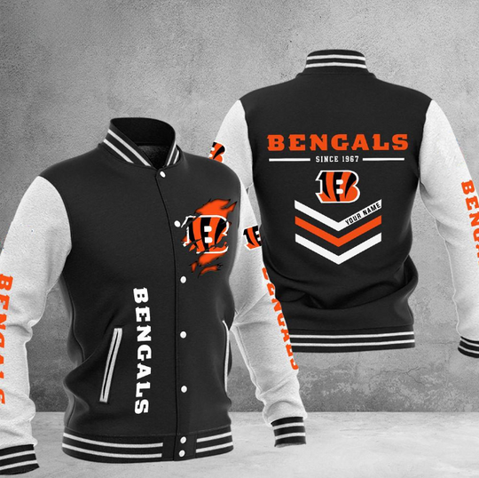 Cincinnati Bengals Football Team Personalized Varsity Baseball Jacket