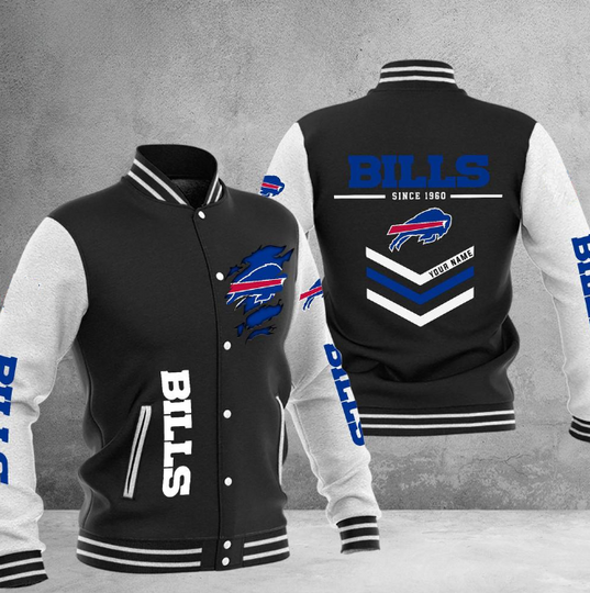 Buffalo Bills Football Team Personalized Varsity Baseball Jacket