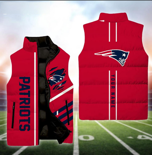 New England Patriots Football New Season Personalized Sleeveless Puffer Jacket