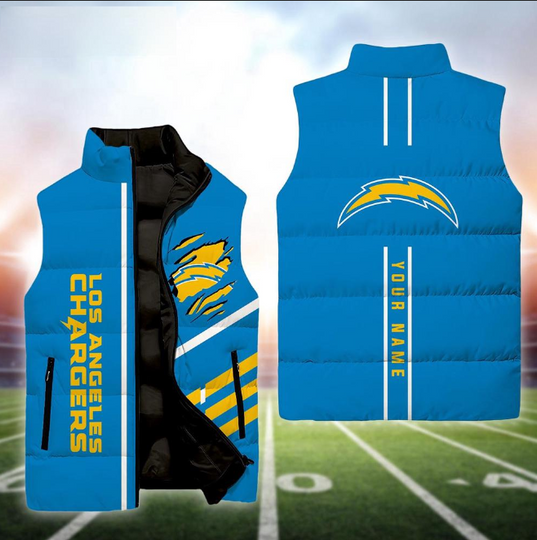Los Angeles Chargers Football New Season Personalized Sleeveless Puffer Jacket