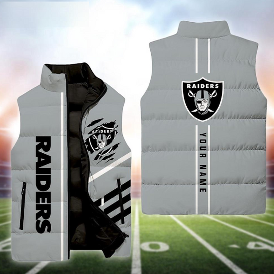 Las Vegas Raiders Football New Season Personalized Sleeveless Puffer Jacket