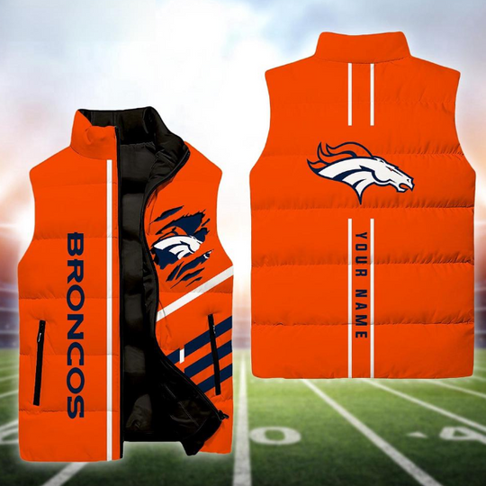 Denver Broncos Football New Season Personalized Sleeveless Puffer Jacket