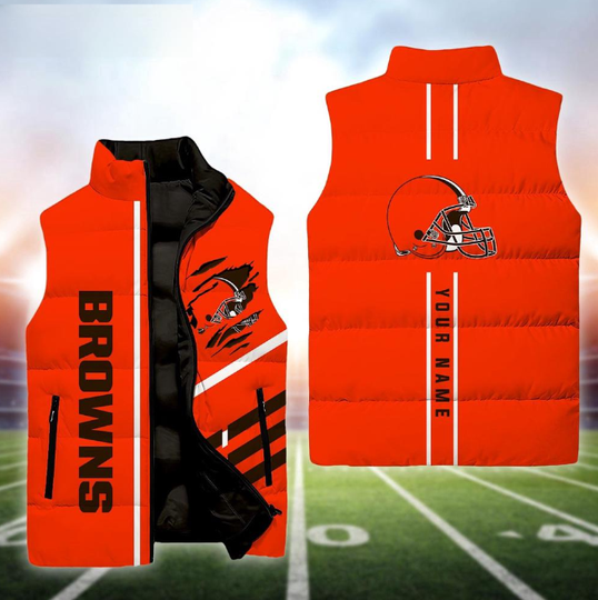 Cleveland Browns Football New Season Personalized Sleeveless Puffer Jacket